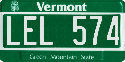 VT license plate LEL574