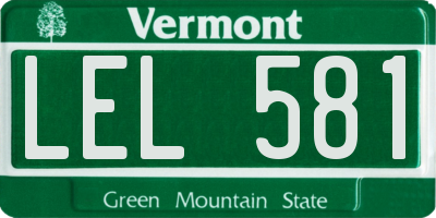VT license plate LEL581