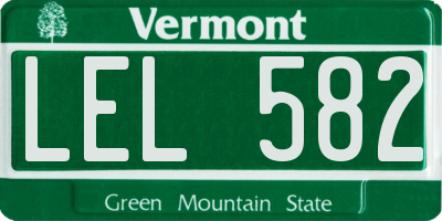 VT license plate LEL582