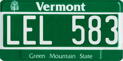 VT license plate LEL583