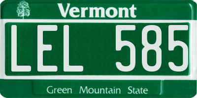 VT license plate LEL585