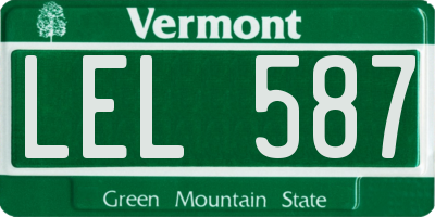 VT license plate LEL587