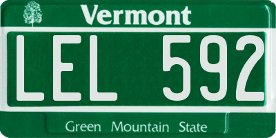 VT license plate LEL592