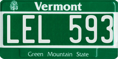 VT license plate LEL593