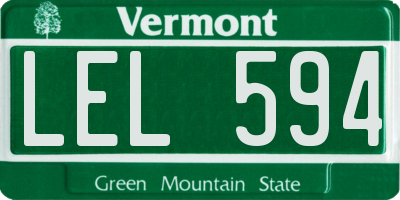 VT license plate LEL594