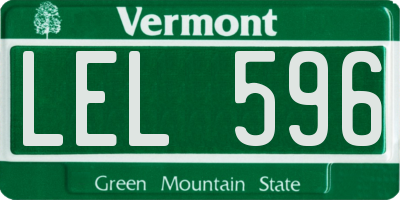 VT license plate LEL596