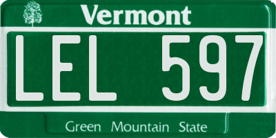 VT license plate LEL597