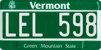 VT license plate LEL598