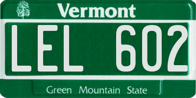 VT license plate LEL602