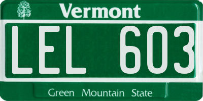 VT license plate LEL603