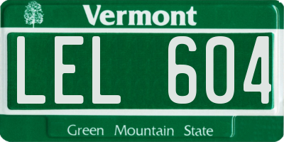 VT license plate LEL604