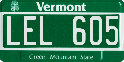VT license plate LEL605