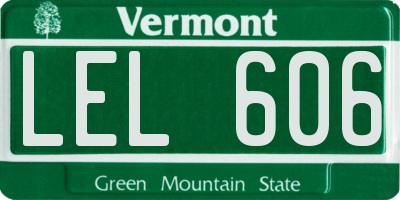 VT license plate LEL606