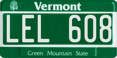 VT license plate LEL608