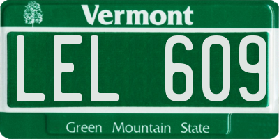 VT license plate LEL609