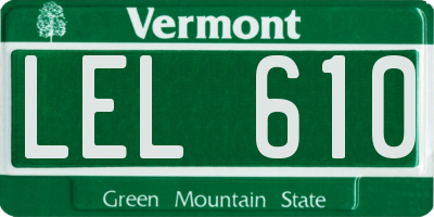 VT license plate LEL610