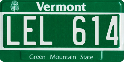 VT license plate LEL614