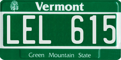 VT license plate LEL615