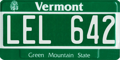 VT license plate LEL642
