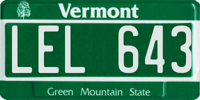 VT license plate LEL643