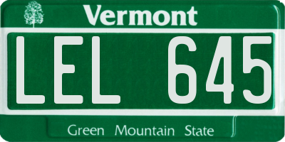 VT license plate LEL645
