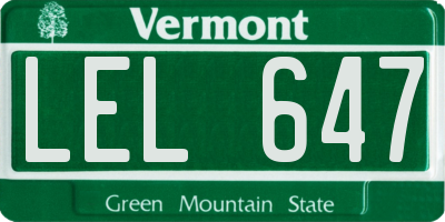 VT license plate LEL647