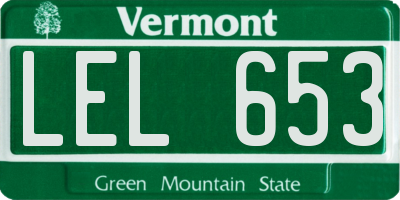 VT license plate LEL653