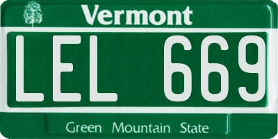 VT license plate LEL669