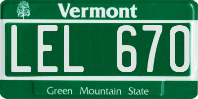 VT license plate LEL670