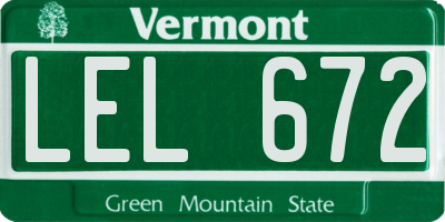 VT license plate LEL672
