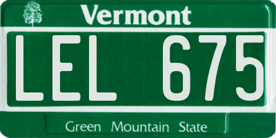 VT license plate LEL675