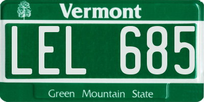 VT license plate LEL685
