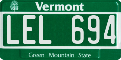 VT license plate LEL694