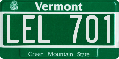 VT license plate LEL701