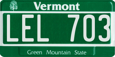 VT license plate LEL703