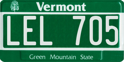 VT license plate LEL705