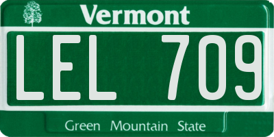 VT license plate LEL709