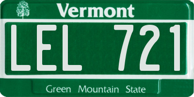 VT license plate LEL721