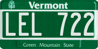 VT license plate LEL722