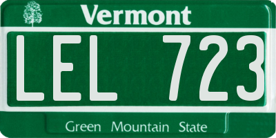 VT license plate LEL723