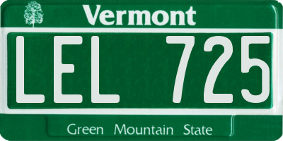 VT license plate LEL725