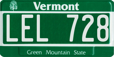 VT license plate LEL728