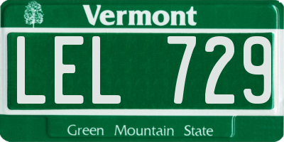 VT license plate LEL729