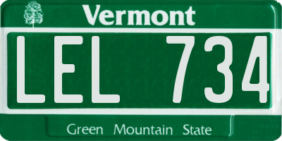 VT license plate LEL734