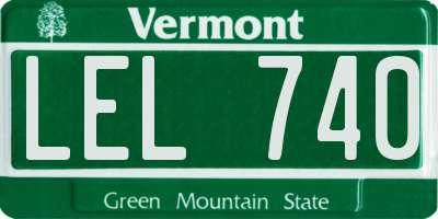 VT license plate LEL740