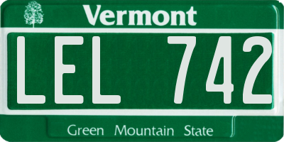 VT license plate LEL742