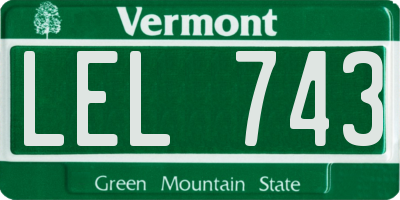 VT license plate LEL743