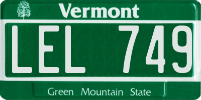 VT license plate LEL749