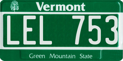 VT license plate LEL753