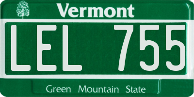 VT license plate LEL755